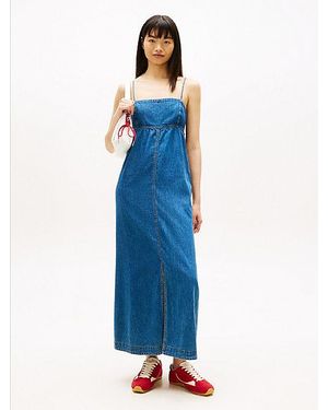 Tommy Hilfiger Slim Fit Chambray Maxi-Jurk - Blauw