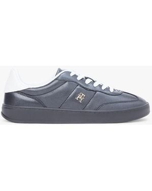 Tommy Hilfiger Th Monogram Metallic Trainers With Leather - Blue