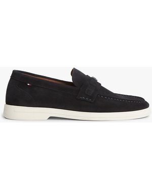 Tommy Hilfiger Flag Plaque Suede Loafers - White