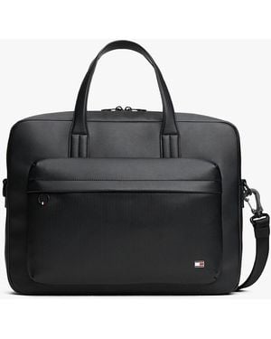 Tommy Hilfiger Sacoche Pour Ordinateur Portable Côtelée - Noir