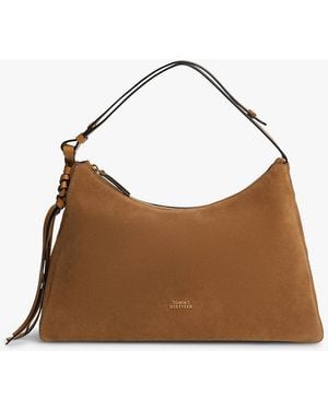 Tommy Hilfiger Metal Logo Suede Shoulder Bag - Brown