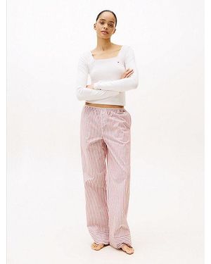 Tommy Hilfiger Essential Pointelle-Poplin Pyjamaset - Roze