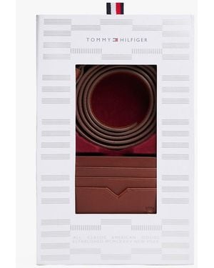 Tommy Hilfiger Set Regalo Cintura E Porta Carte Con Stemma - Rosso