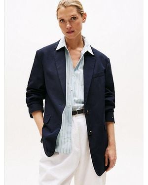 Tommy Hilfiger Einreihiger Relaxed Fit Longline-Blazer - Blau