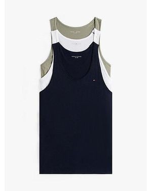 Tommy Hilfiger 3Er-Pack Signature Tanktops Mit Flag - Blau