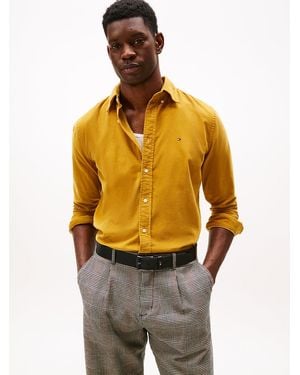 Tommy Hilfiger Regular Fit Flag Embroidery Corduroy Shirt - Metallic