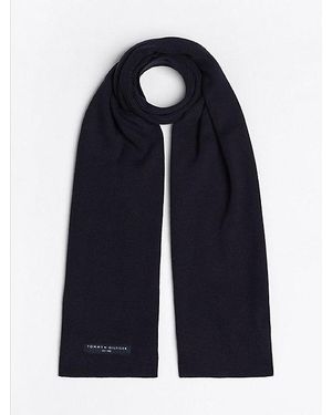 Tommy Hilfiger Bufanda De Punto Fino Con Logo - Azul