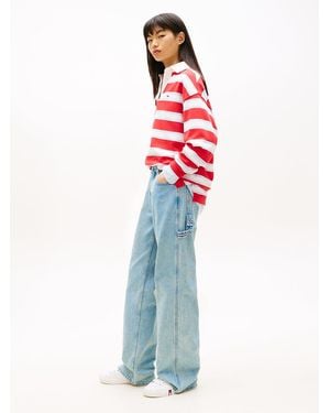 Tommy Hilfiger Mia Mid Rise Relaxed Straight Leg Carpenter Jeans - White