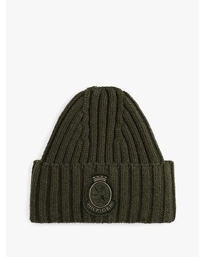 Tommy Hilfiger Beanie Van Zuivere Wol Met Th-Embleem - Groen