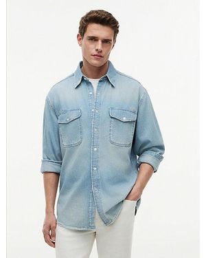 Tommy Hilfiger Relaxed Fit Denim Overhemd - Blauw