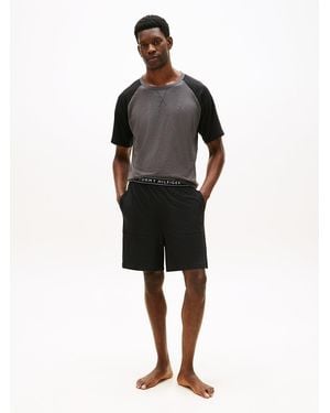 Tommy Hilfiger Essential Textured Jersey Shorts Pyjama Set - Black