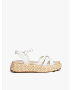 Tommy Hilfiger Juten Platformsandaal Met Th Monogram - Wit