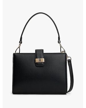 Tommy Hilfiger Bolso Satchel Heritage Con Monograma Th - Negro