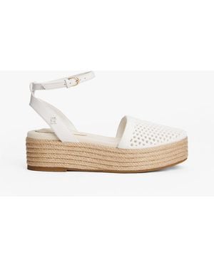 Tommy Hilfiger Espadrilles Compensées En Maille Tricotée - Blanc