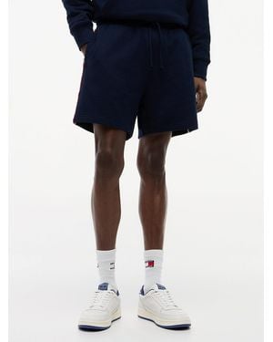 Tommy Hilfiger Global Stripe Logo Tape Sweat Shorts - Blue