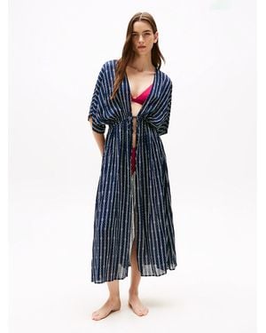 Tommy Hilfiger Print Drawstring Waist Kaftan - Blue