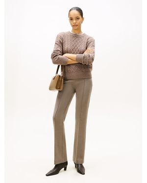 Tommy Hilfiger Pressed Crease Kick Flare Trousers - Natural