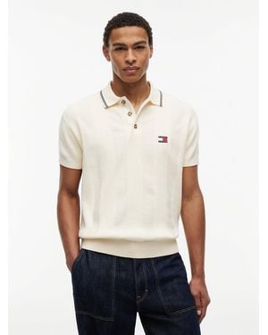 Tommy Hilfiger Regular Fit Textured Knit Polo Shirt - White