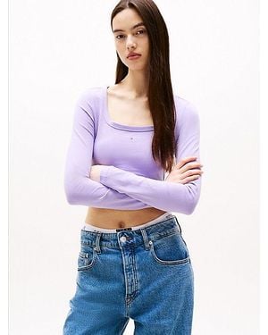 Tommy Hilfiger Cropped Slim Fit Longsleeve - Paars