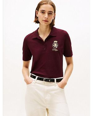 Tommy Hilfiger Regular Fit Polo Met Geborduurd Embleem - Paars