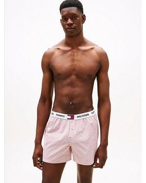 Tommy Hilfiger Heritage Geweven Boxershort Met Logo - Roze