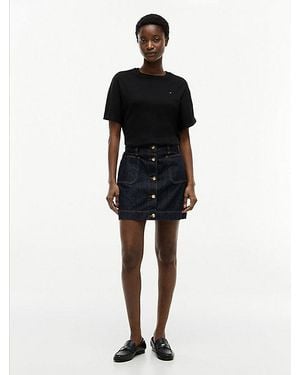 Tommy Hilfiger Minifalda Vaquera Con Botones Dorados - Negro
