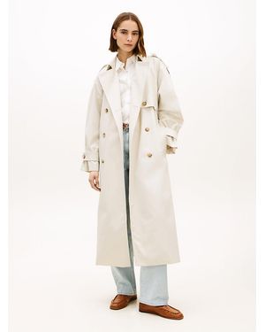 Tommy Hilfiger Water Repellent Twill Oversized Trench Coat - White