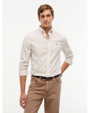 Tommy Hilfiger Camisa Th Flex De Rayas Y Corte Regular - Blanco