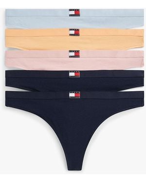 Tommy Hilfiger 5-pack Heritage Logo Thongs - Blue