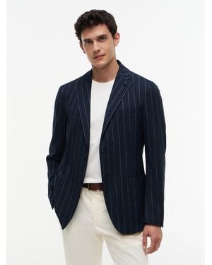 Tommy Hilfiger Th Flex Pinstripe Regular Fit Seersucker Blazer - Blue