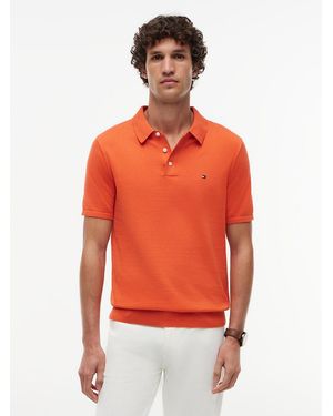 Tommy Hilfiger Regular Fit Fine Knit Polo Shirt - Orange