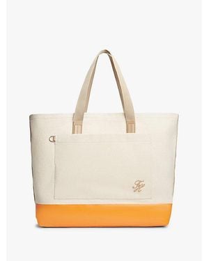 Tommy Hilfiger Two-Tone Canvas Beach Tote Bag - Natural