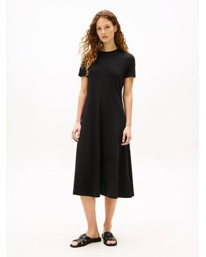 Tommy Hilfiger Interlock Knit Midi Fit And Flare Dress - Black