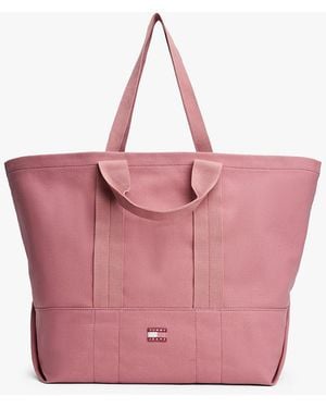 Tommy Hilfiger Cabas En Toile À Logo Ton Sur Ton - Rose