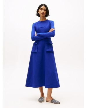 Tommy Hilfiger Robe Midi Moulante The Runway Collection - Bleu