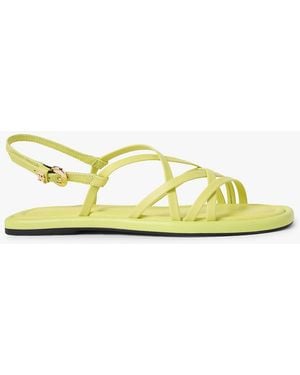 Tommy Hilfiger Leather Crossover Strap Flat Sandals - Yellow