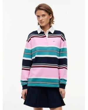 Tommy Hilfiger Mixed Stripe Relaxed Rugby Shirt - Multicolour