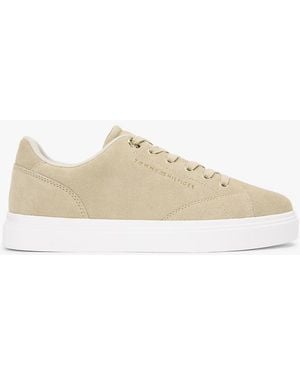 Tommy Hilfiger Suede Metallic Logo Cupsole Trainers - White