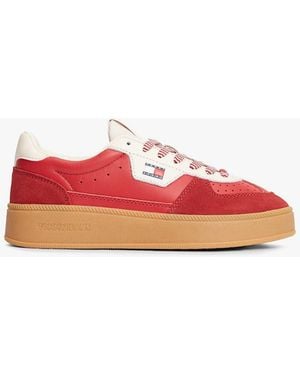 Tommy Hilfiger The Greenwich Leather Chunky Cupsole Trainers - Red