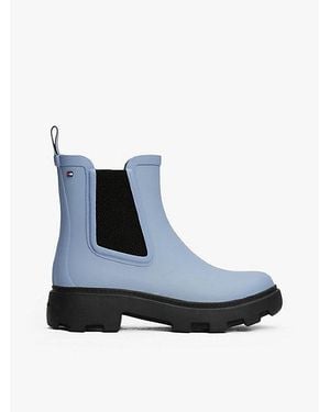 Tommy Hilfiger Rubberen Regenlaars Met Vlag En Profielzool - Blauw