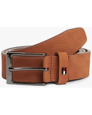 Tommy Hilfiger Ceinture En Cuir À Boucle Rectangulaire - Marron