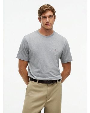 Tommy Hilfiger Jersey T-Shirt Met Ronde Hals En Geborduurde Vlag - Grijs