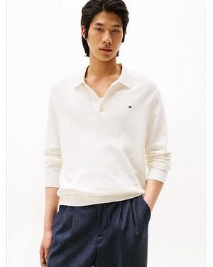 Tommy Hilfiger Regular Fit Langarm-Poloshirt Mit Kaschmir - Weiß