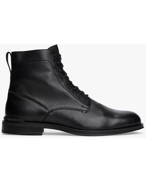 Tommy Hilfiger Bottes Basses Zippées En Cuir - Noir