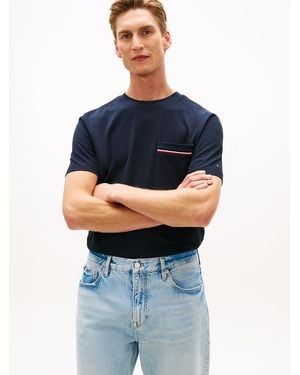 Tommy Hilfiger Global Stripe Pocket Pique Jersey T-Shirt - Blue