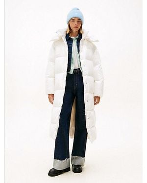 Tommy Hilfiger Shiny Down Longline Alaska Puffer Coat - Natural