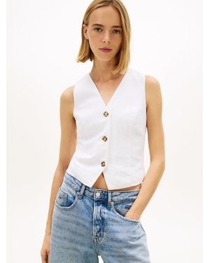 Tommy Hilfiger Linen Blend Waistcoat - White