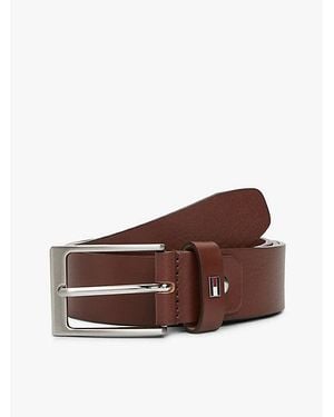 Tommy Hilfiger Verstellbarer Ledergürtel Mit Eckiger Schnalle - Braun