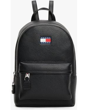 Tommy Hilfiger Pebble Grain Rubberised Logo Backpack - Black