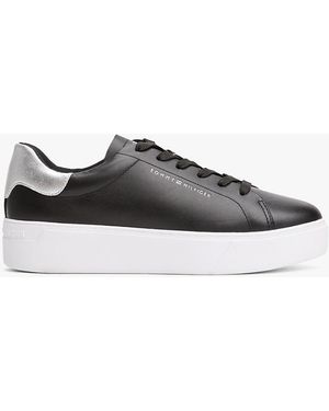 Tommy Hilfiger Leather Metallic Platform Court Trainers - Multicolour
